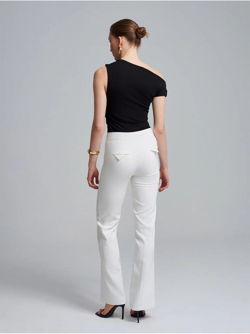 Pantalon évasé à taille haute dilvin Blanc - Kiabi