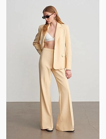 Pantalon évasé à taille haute et plis dilvin