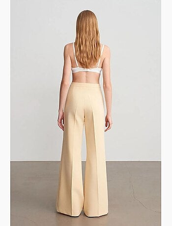 Pantalon évasé à taille haute et plis dilvin
