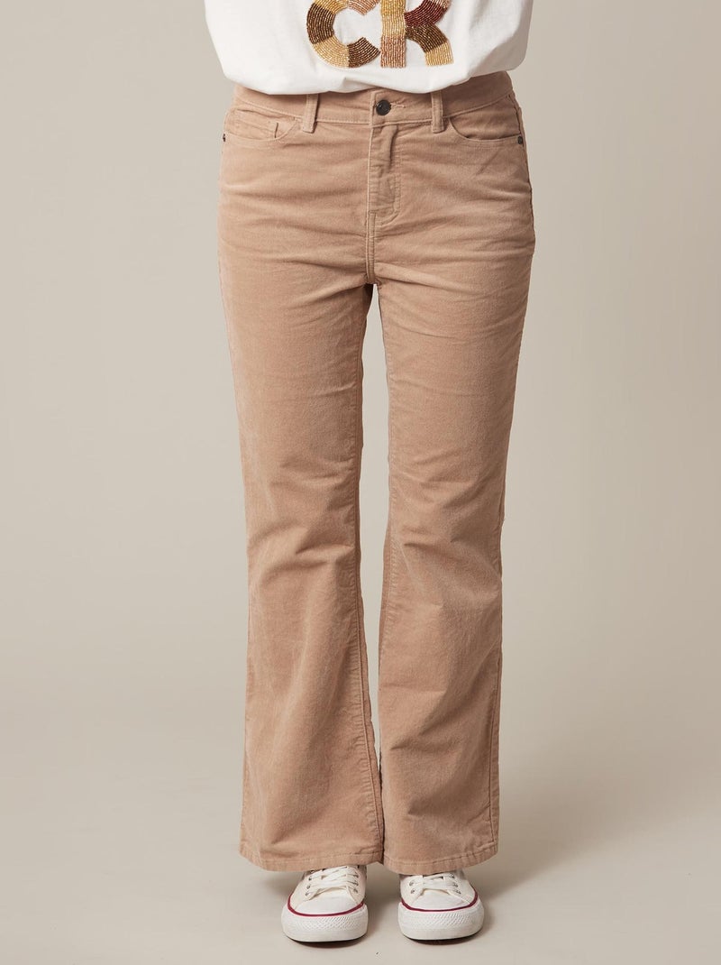 Pantalon évasé en coton  'Deeluxe' Beige sable - Kiabi