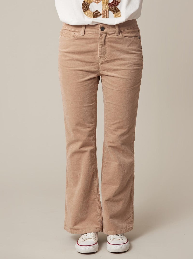 Pantalon évasé en coton pour femme 'Deeluxe' Beige sable - Kiabi