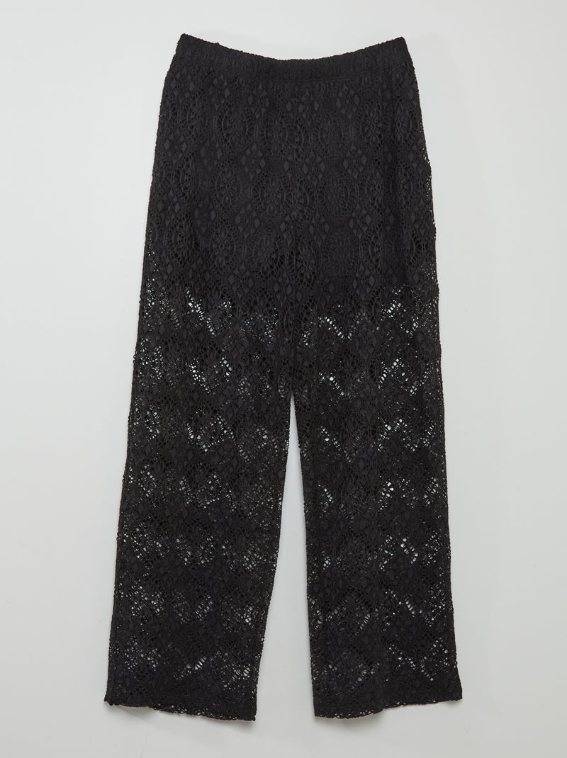 Pantalon évasé en crochet - JDY Petite Noir - Kiabi
