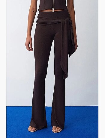 Pantalon évasé en jersey à taille haute et lien dilvin