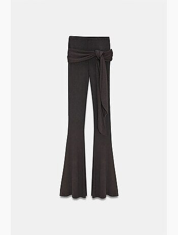 Pantalon évasé en jersey à taille haute et lien dilvin
