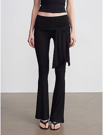 Pantalon évasé en jersey à taille haute et lien dilvin