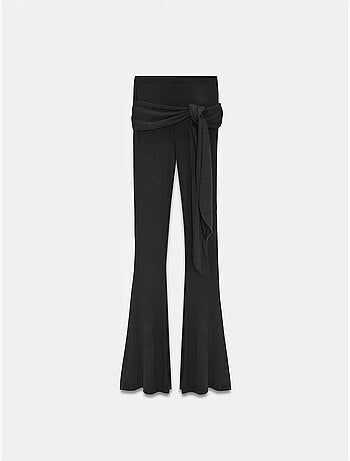 Pantalon évasé en jersey à taille haute et lien dilvin