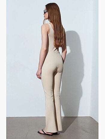 Pantalon évasé en jersey à taille mi-haute et lien dilvin
