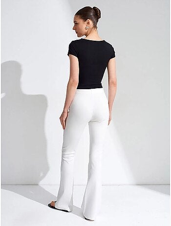 DILVIN Pantalon Évasé En Jersey À Taille Mi-haute Et Lien