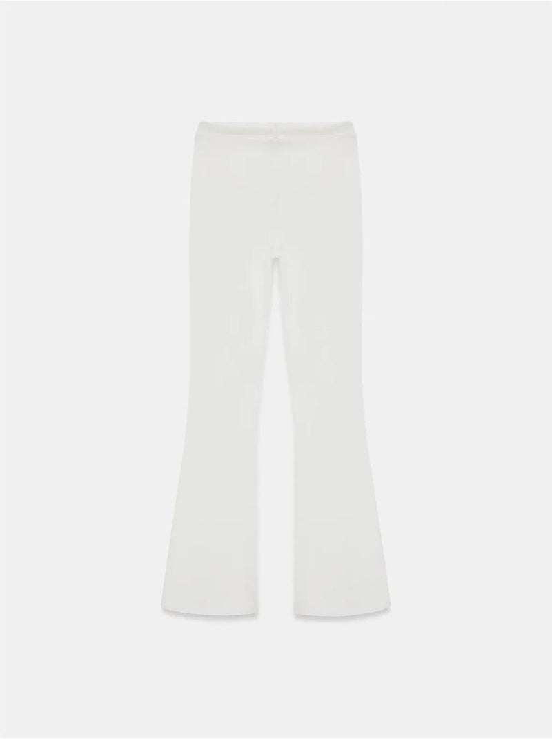 Pantalon évasé en jersey à taille mi-haute et lien dilvin Blanc - Kiabi