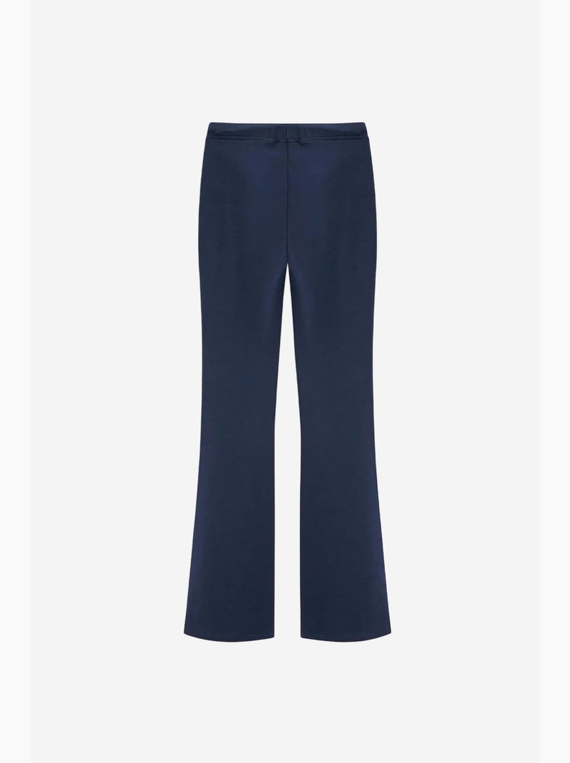 Pantalon évasé en jersey à taille mi-haute et lien dilvin Bleu marine - Kiabi