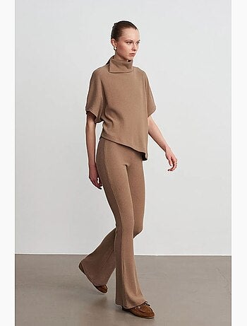 Pantalon évasé en maille, taille haute dilvin