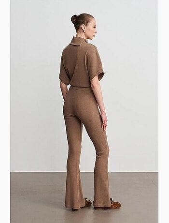 Pantalon évasé en maille, taille haute dilvin