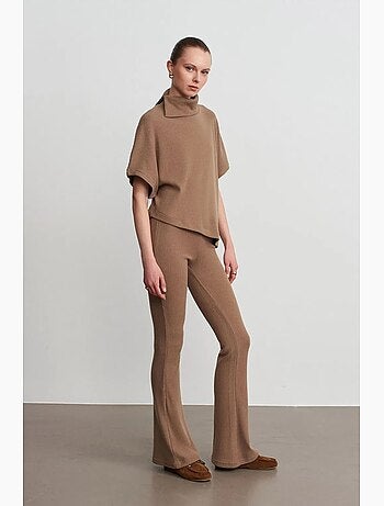 Pantalon évasé en maille, taille haute dilvin