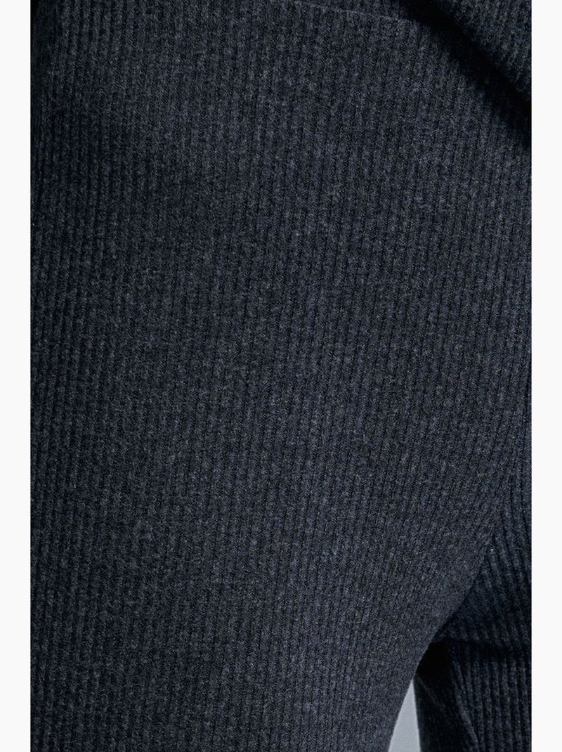 Pantalon évasé en maille, taille haute dilvin Gris Noir - Kiabi