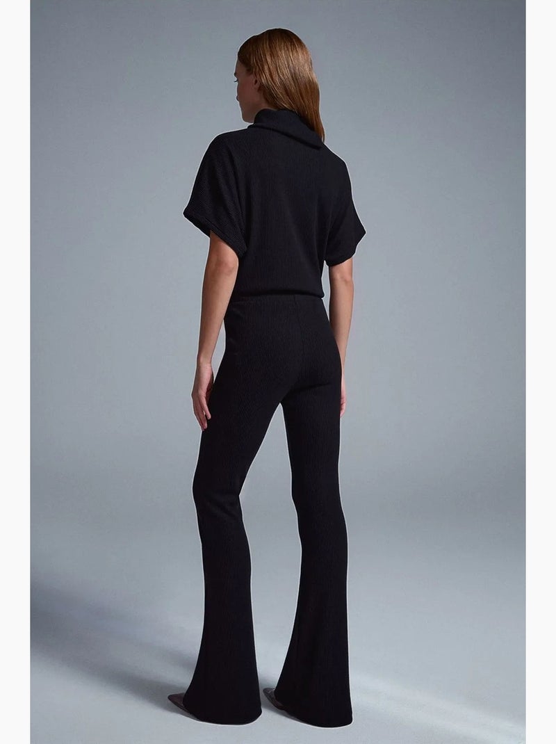 Pantalon évasé en maille, taille haute dilvin Noir - Kiabi