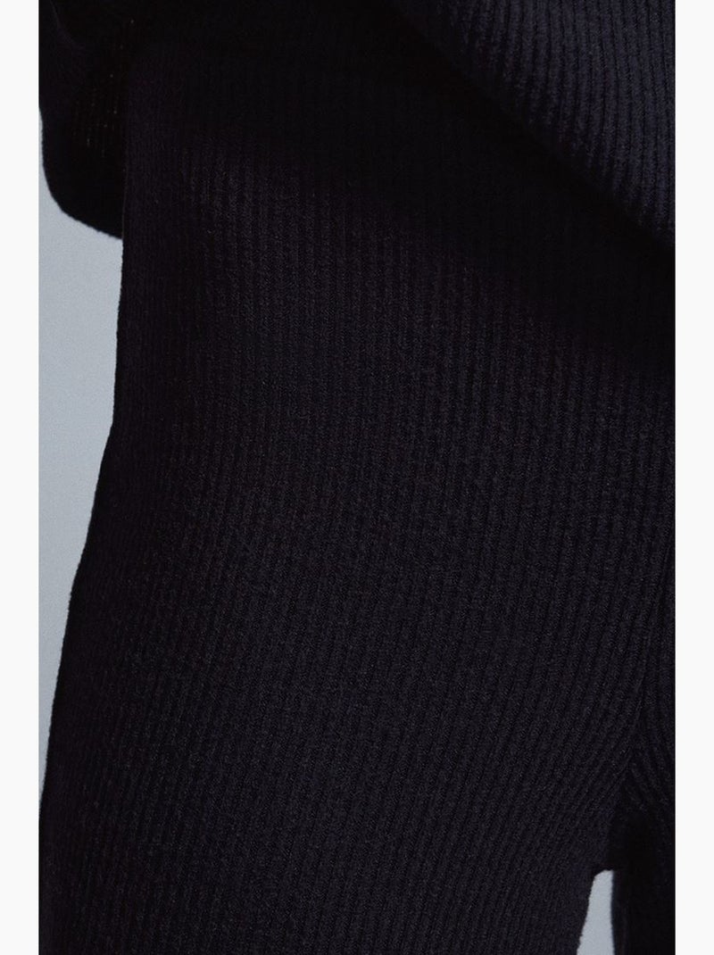Pantalon évasé en maille, taille haute dilvin Noir - Kiabi