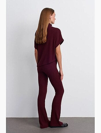 Pantalon évasé en maille, taille haute dilvin