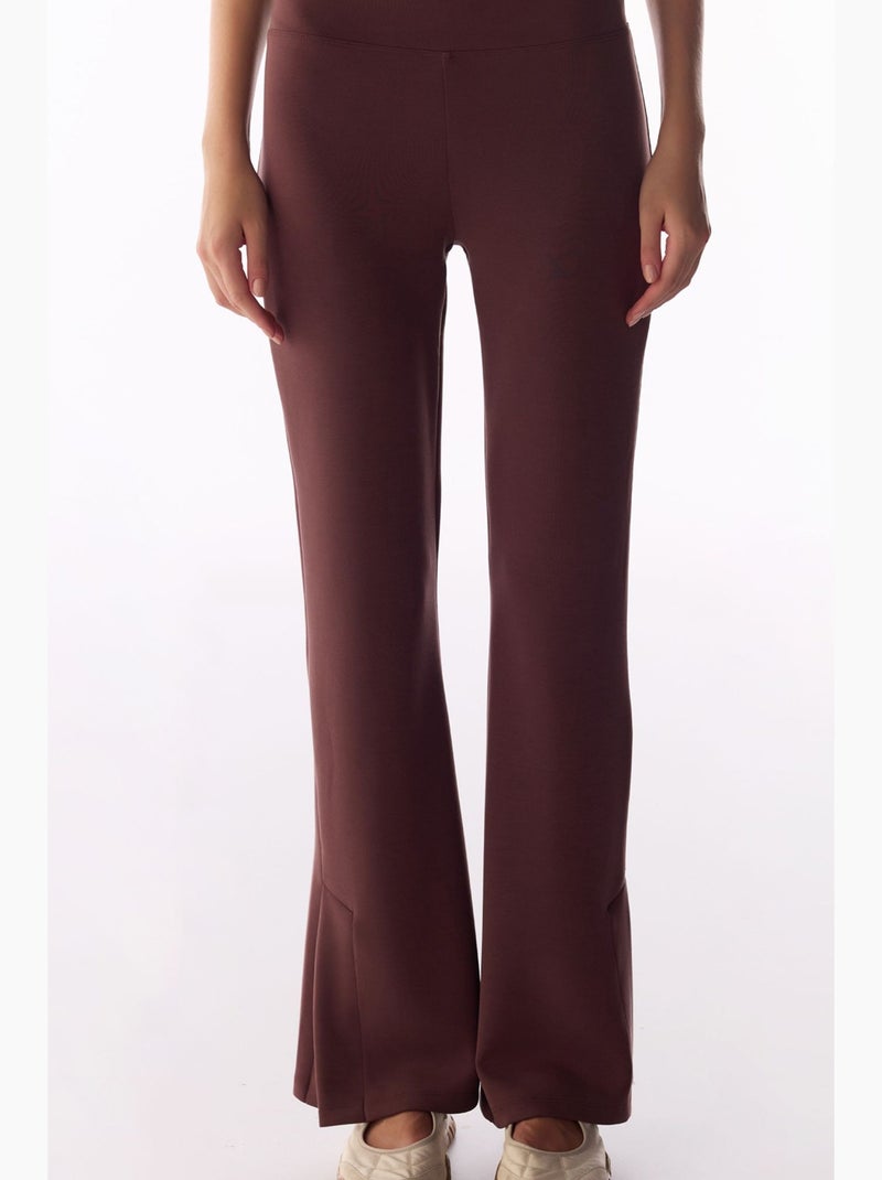 Pantalon évasé en modal avec fente penti Rouge bordeaux - Kiabi