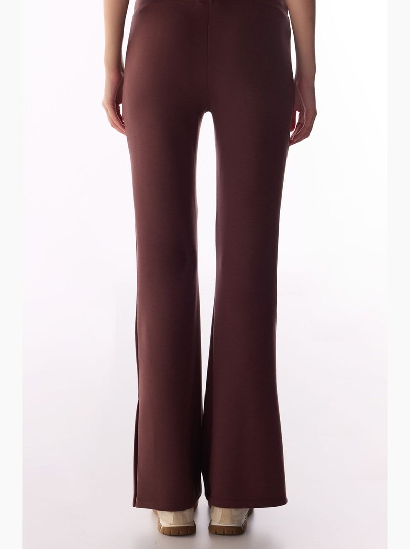 Pantalon évasé en modal avec fente penti Rouge bordeaux - Kiabi