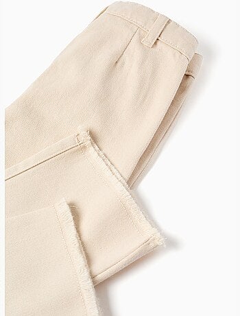 Pantalon évasé en sergé avec broderie