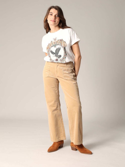 Pantalon évasé en velours côtelé 'Deeluxe' - Kiabi