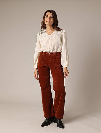 Pantalon évasé en velours côtelé 'Deeluxe'