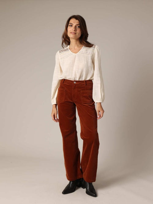 Pantalon évasé en velours côtelé 'Deeluxe' - Kiabi