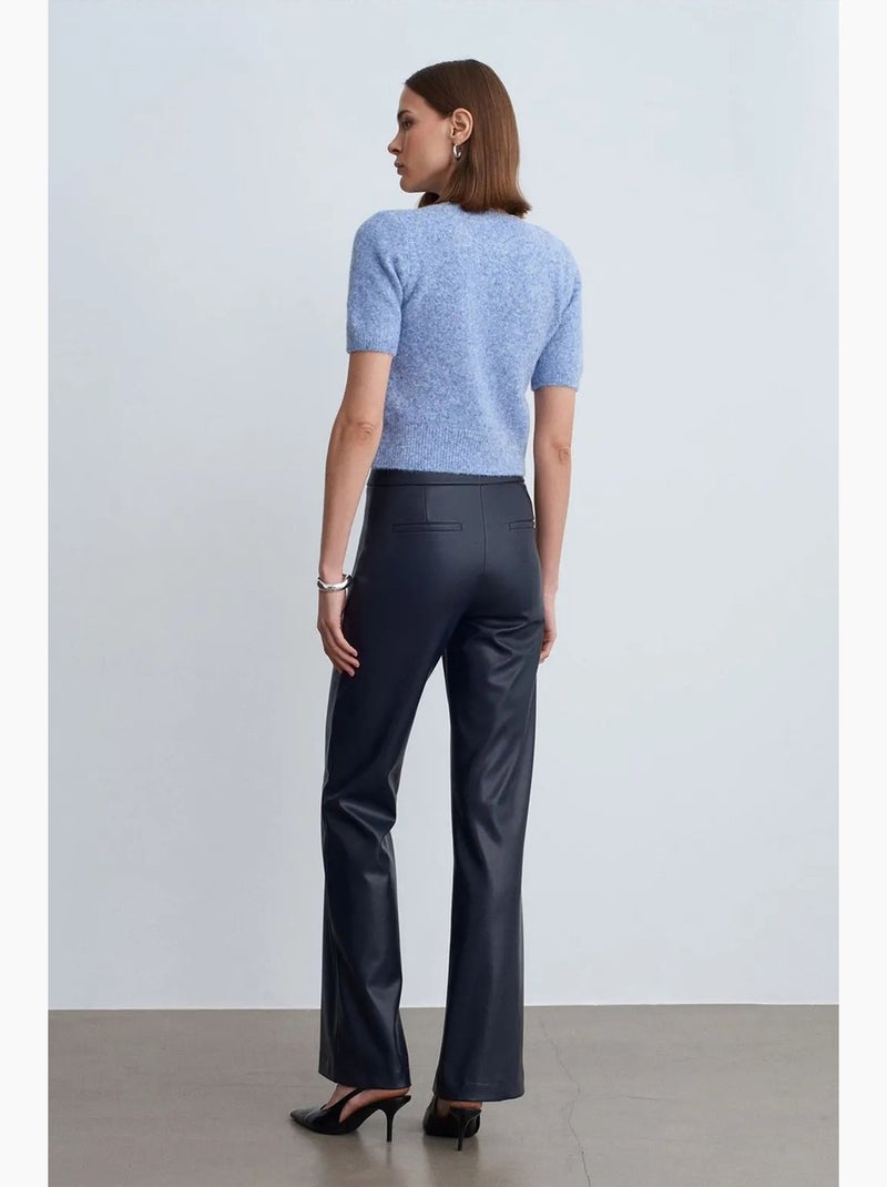 Pantalon évasé femme en simili cuir dilvin Bleu marine - Kiabi