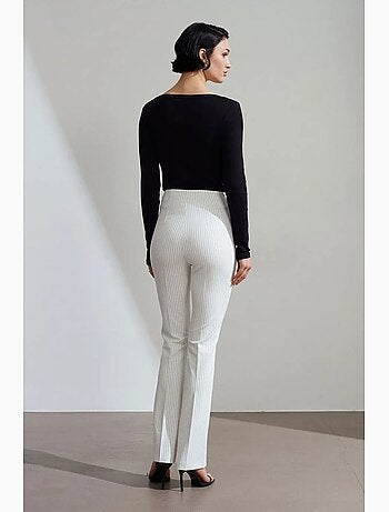Pantalon évasé rayé à taille haute et plis dilvin