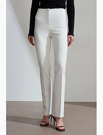 Pantalon évasé rayé à taille haute et plis dilvin