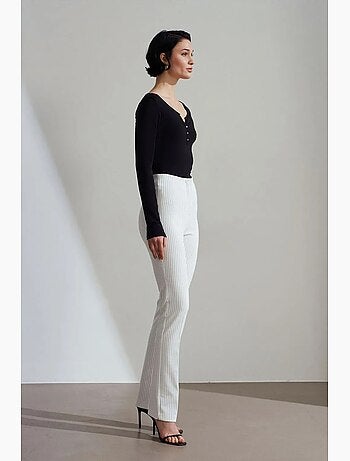 Pantalon évasé rayé à taille haute et plis dilvin