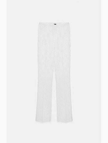 Pantalon évasé rayé à taille haute et plis dilvin
