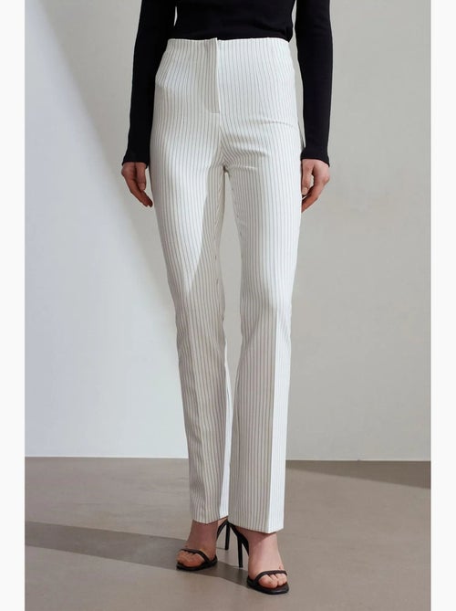 Pantalon évasé rayé à taille haute et plis dilvin - Kiabi