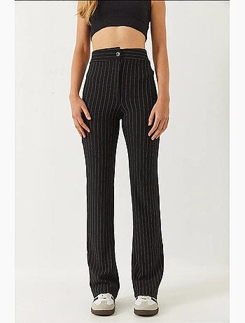 Pantalon évasé rayé taille haute lucci