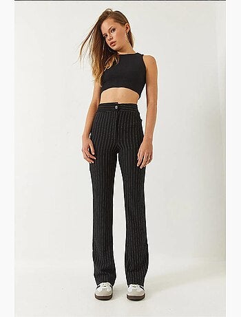 Pantalon évasé rayé taille haute lucci