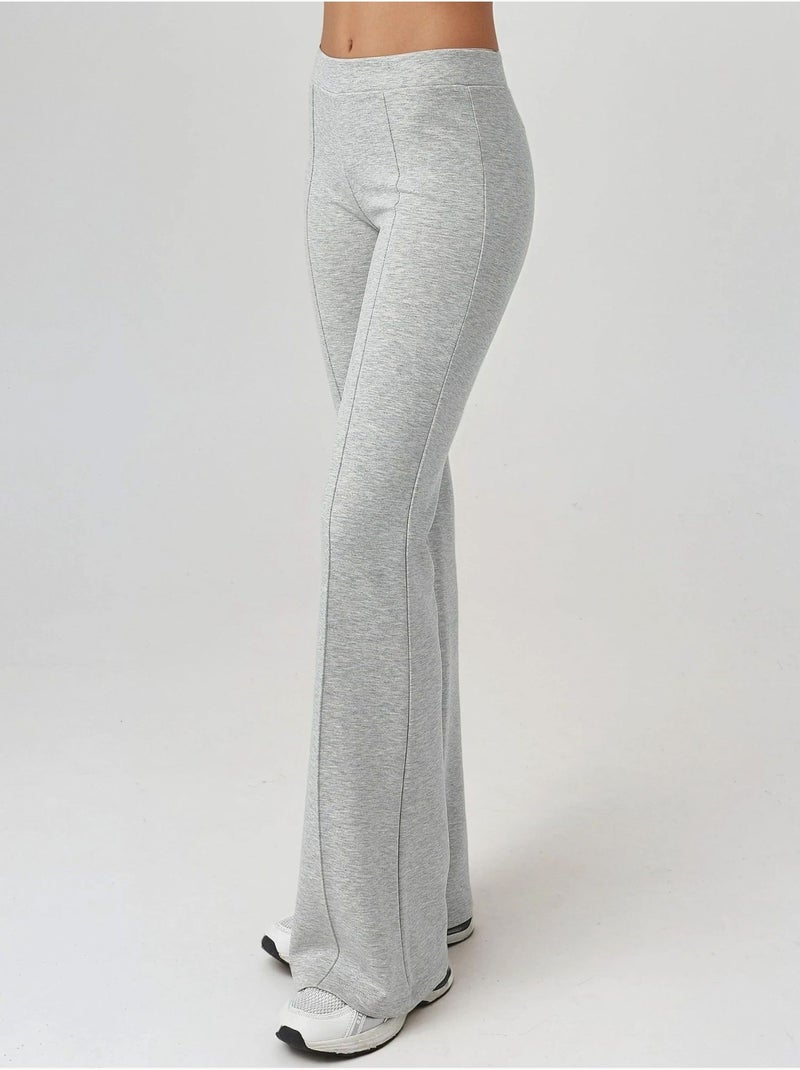 Pantalon évasé taille haute avec ceinture élastique busem Gris clair - Kiabi