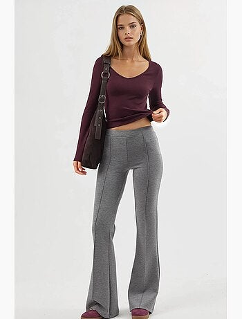 Pantalon évasé taille haute avec ceinture élastique busem