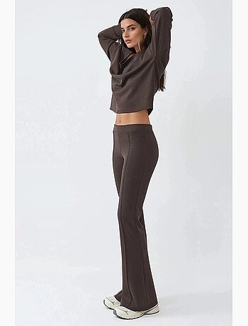 Pantalon évasé taille haute avec ceinture élastique busem