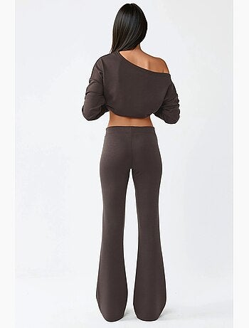 Pantalon évasé taille haute avec ceinture élastique busem
