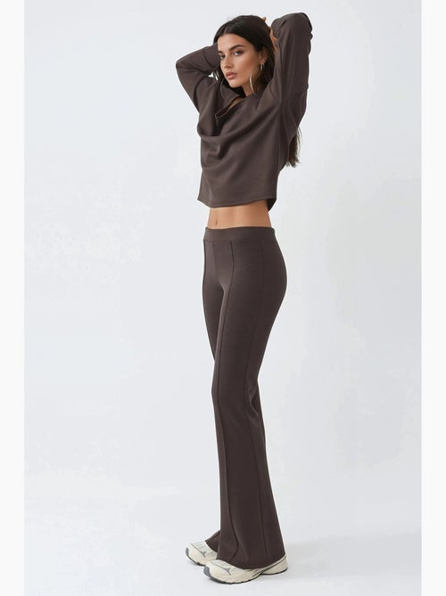 Pantalon évasé taille haute avec ceinture élastique busem - Kiabi