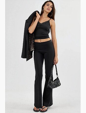 Pantalon évasé taille haute avec ceinture élastique busem