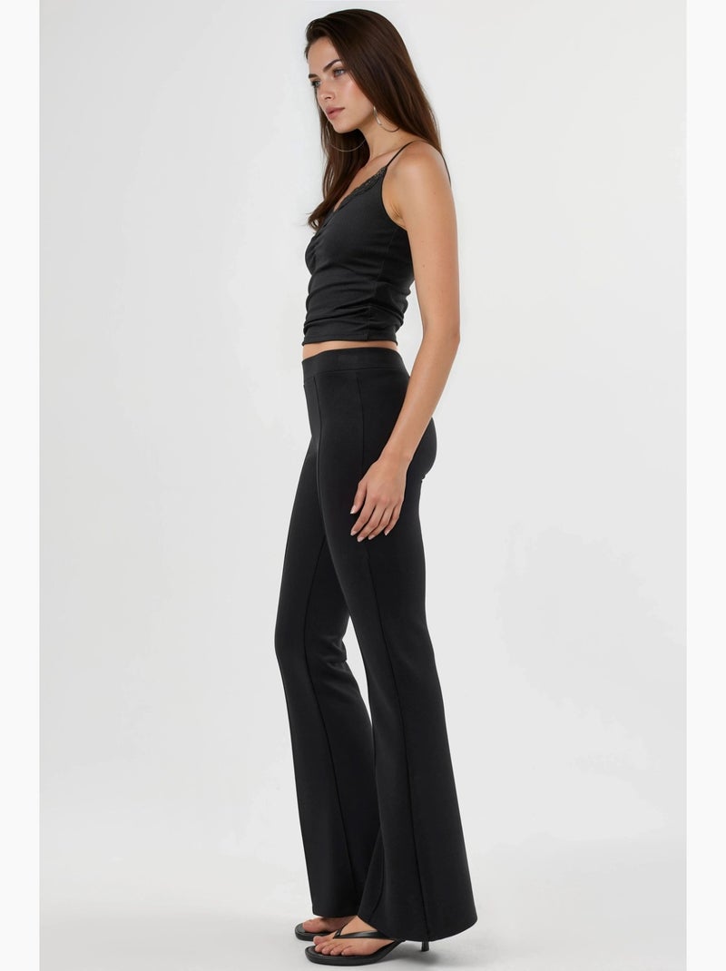 Pantalon évasé taille haute avec ceinture élastique busem Noir - Kiabi