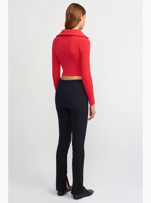 Pantalon évasé taille haute avec fente dilvin - Kiabi Pantalon évasé taille haute avec fente dilvin - Kiabi