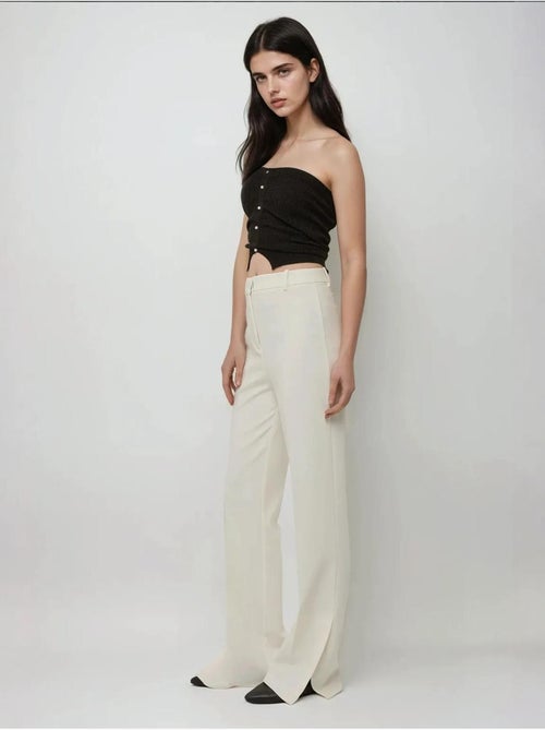 Pantalon évasé taille haute de qualité supérieure - Kiabi