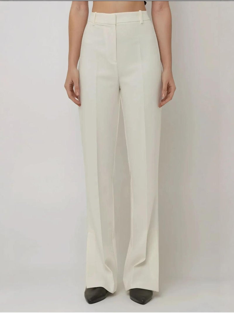 Pantalon évasé taille haute de qualité supérieure Blanc - Kiabi