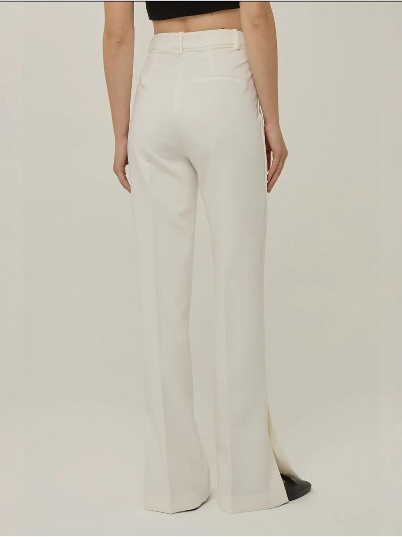 Pantalon évasé taille haute de qualité supérieure Blanc - Kiabi