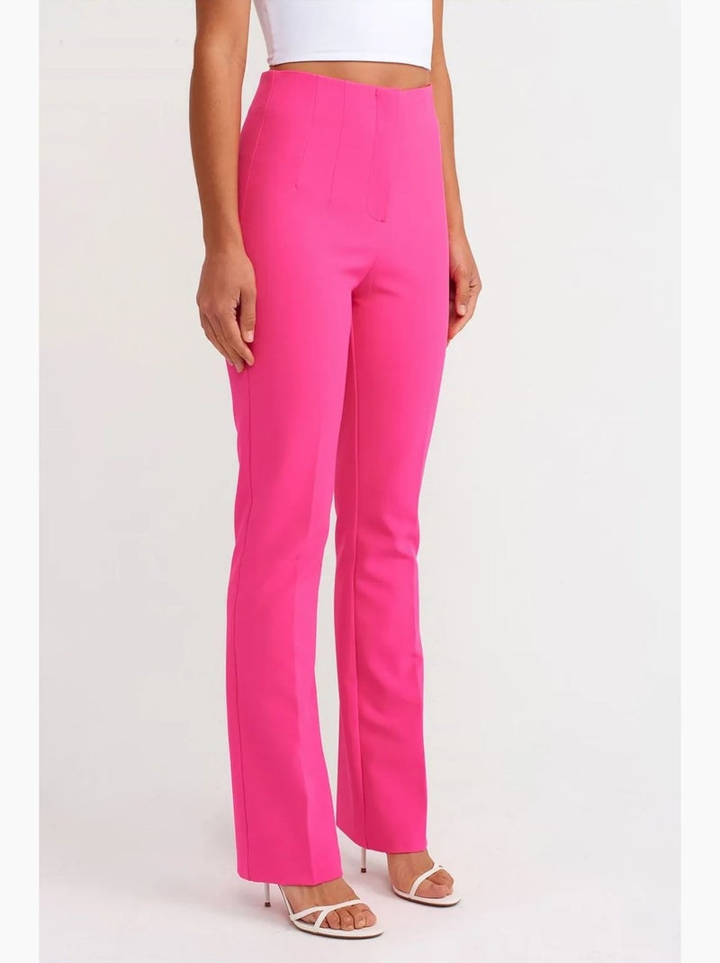 Pantalon évasé taille haute dilvin Rose fluo/Solinotes - Kiabi