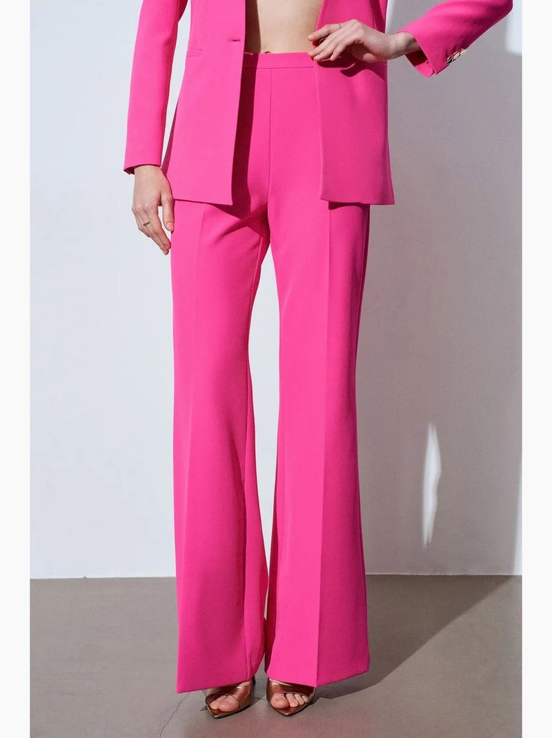 Pantalon évasé taille haute dilvin Rose fluo/Solinotes - Kiabi