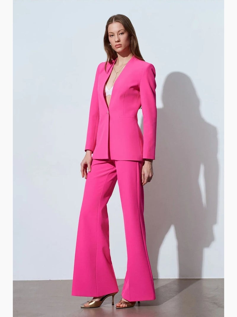 Pantalon évasé taille haute dilvin Rose fluo/Solinotes - Kiabi