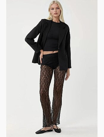 Pantalon évasé taille haute en dentelle hiccup